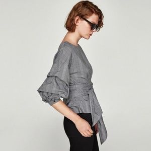 Zara Balloon-sleeve Wrap Top